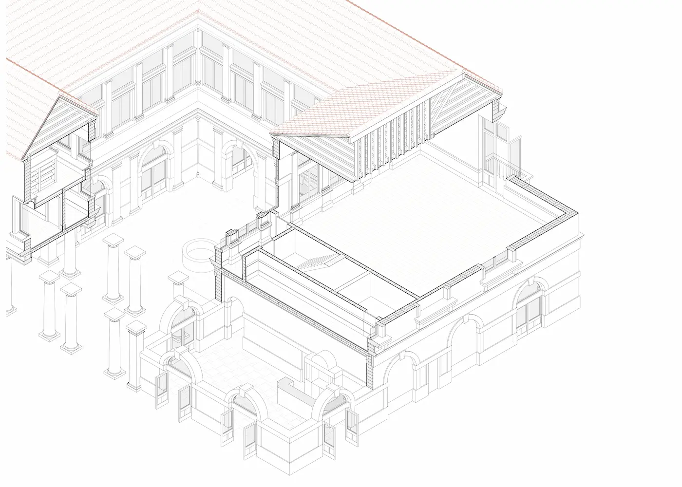 Isometric cutaway of museum