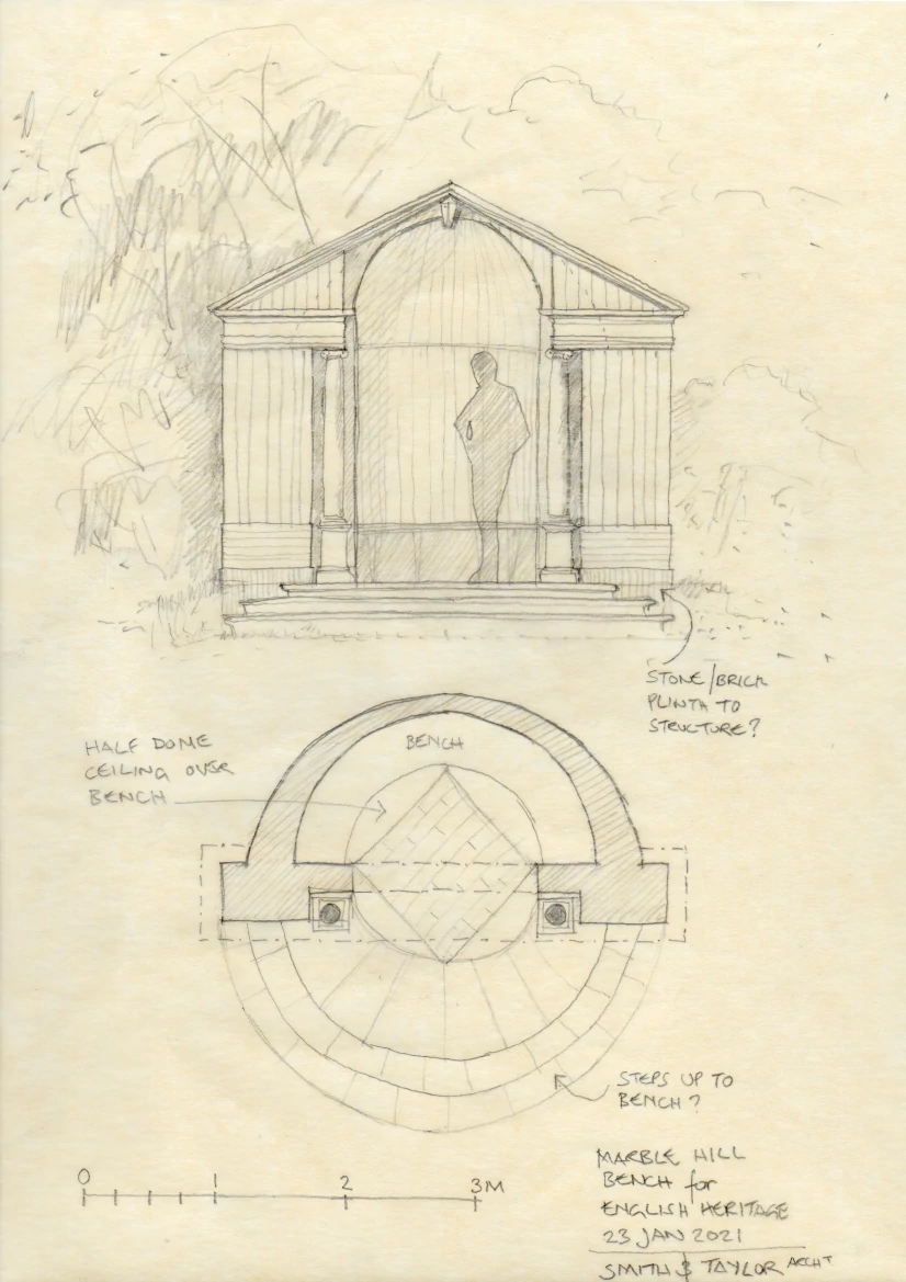 Design for a bench at Marble Hill House