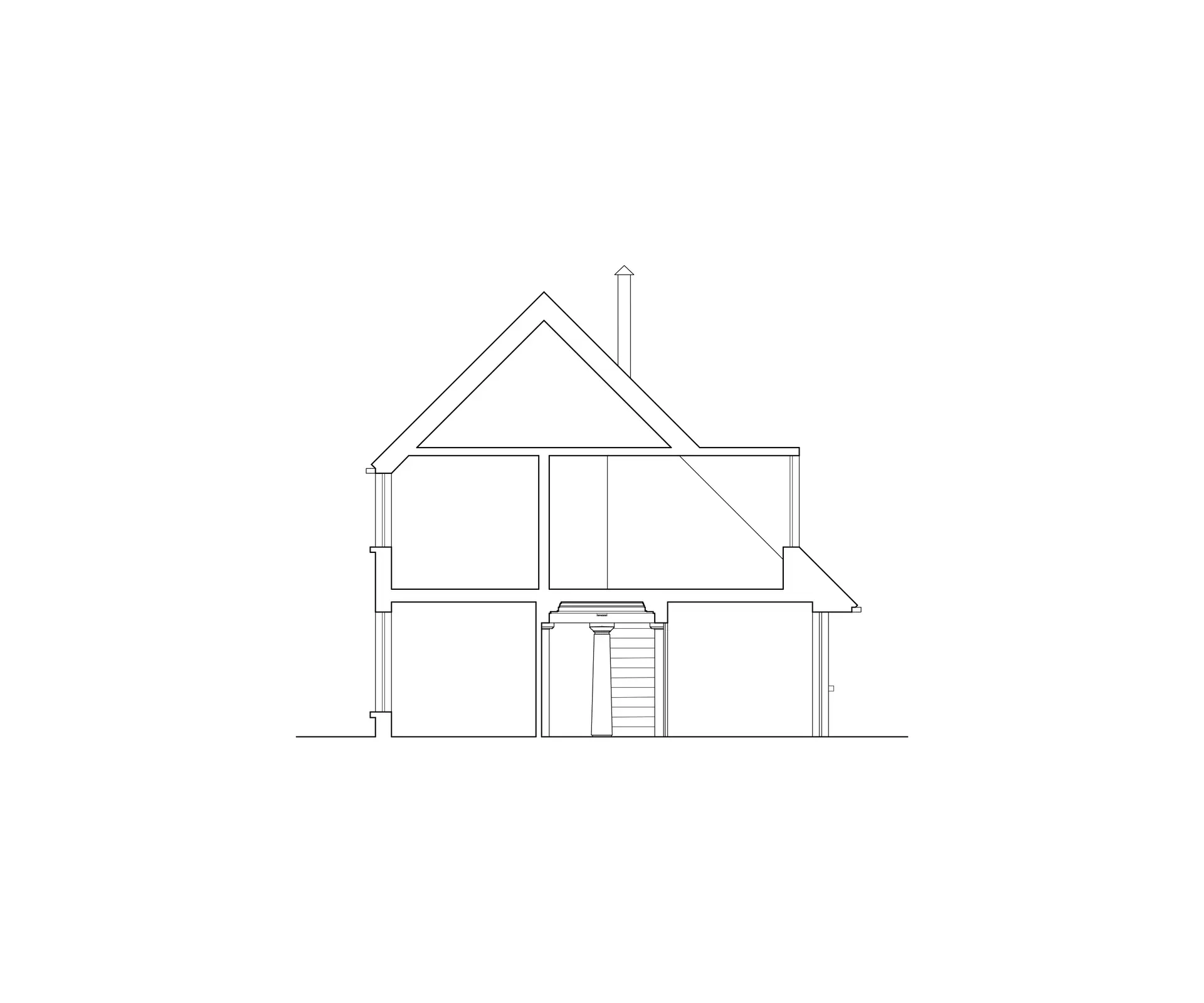 House 1 cross section through entrance hall