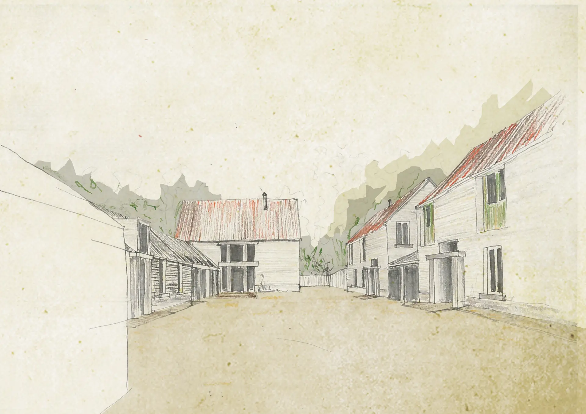 View of proposed new housing around yard