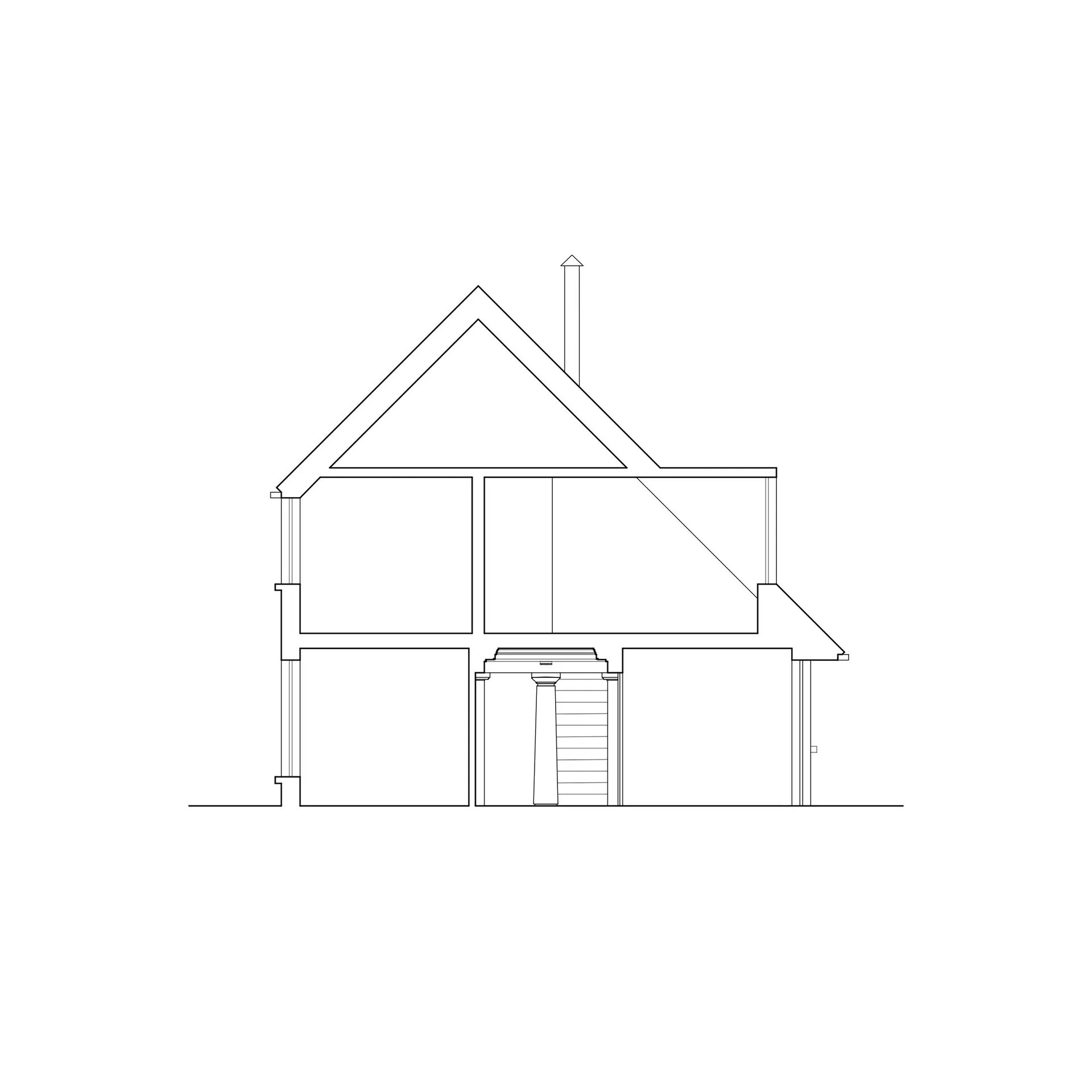 Cross section through hall