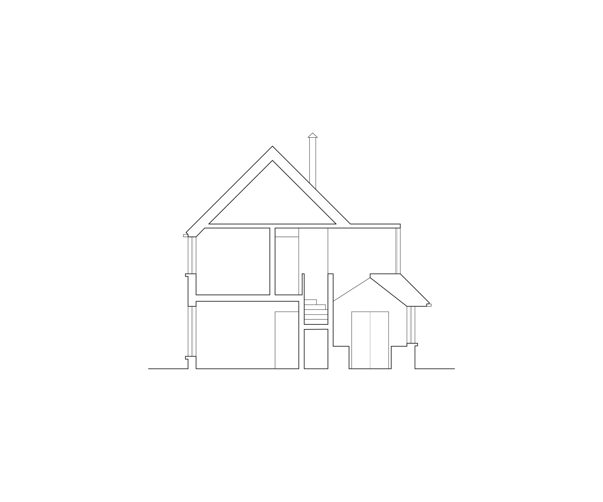 House 1 cross section through kitchen