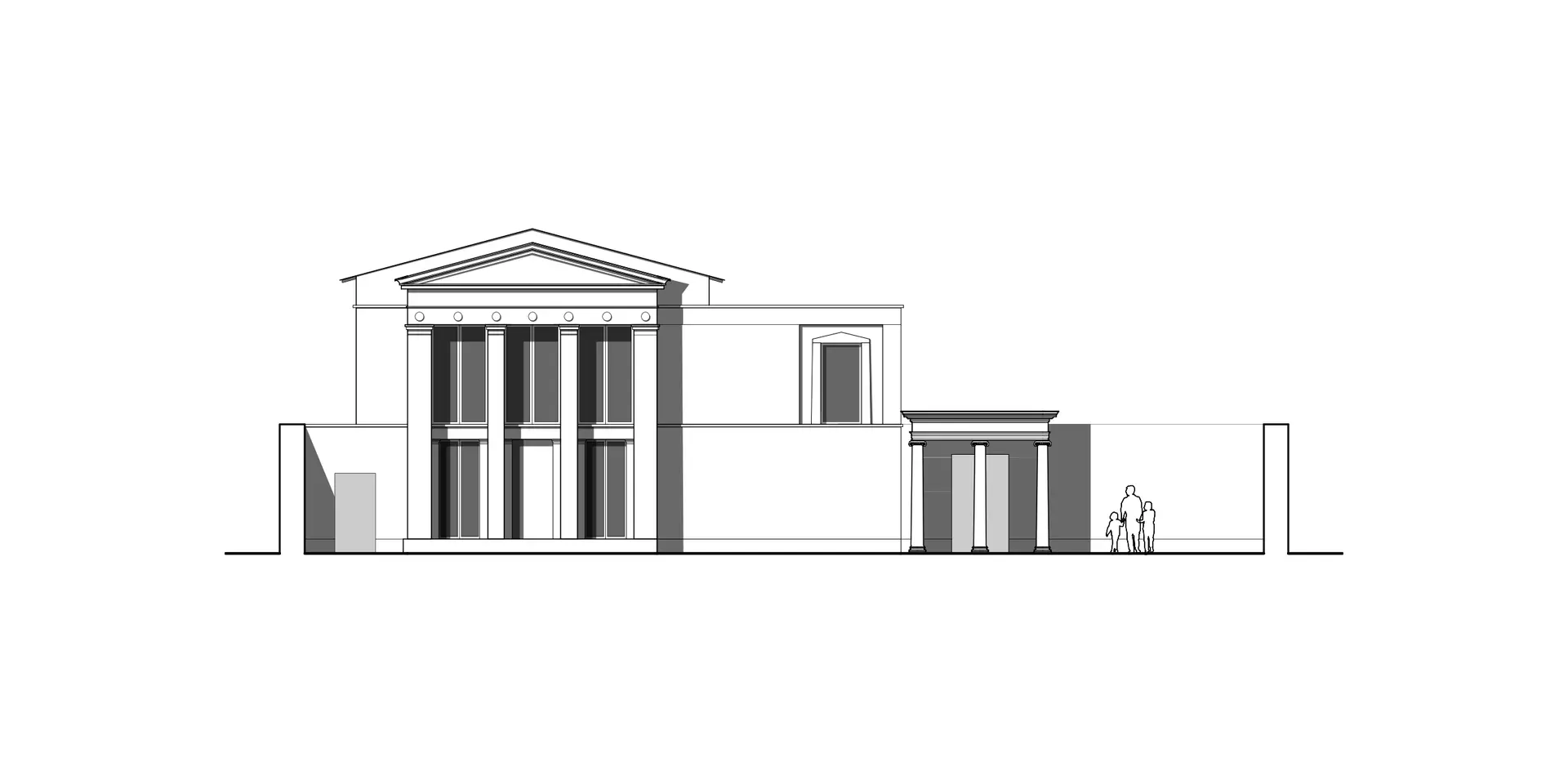 Elevation of larger house villa