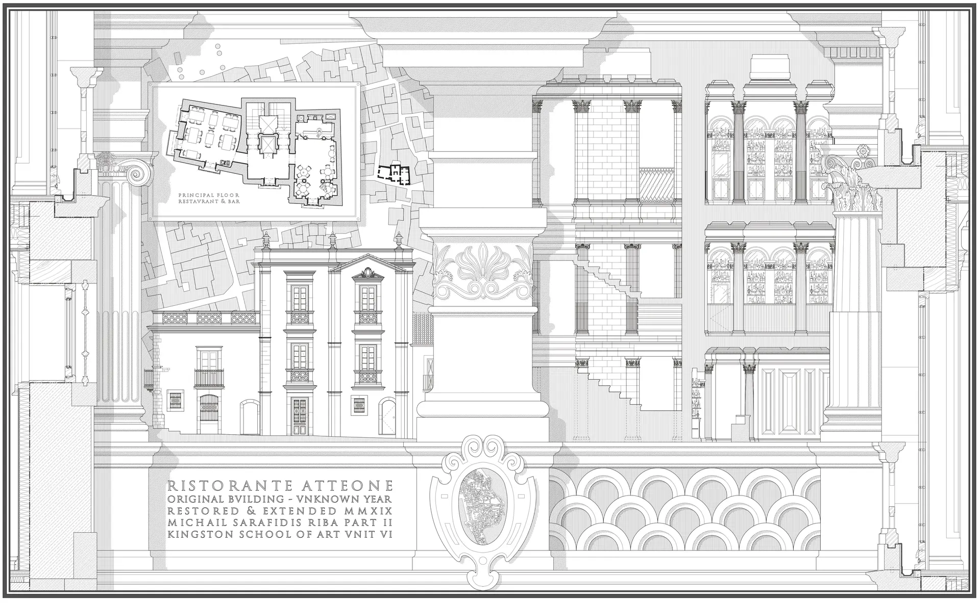 Restaurant in Ortygia, analytique, Michail Sarafidis, 2019