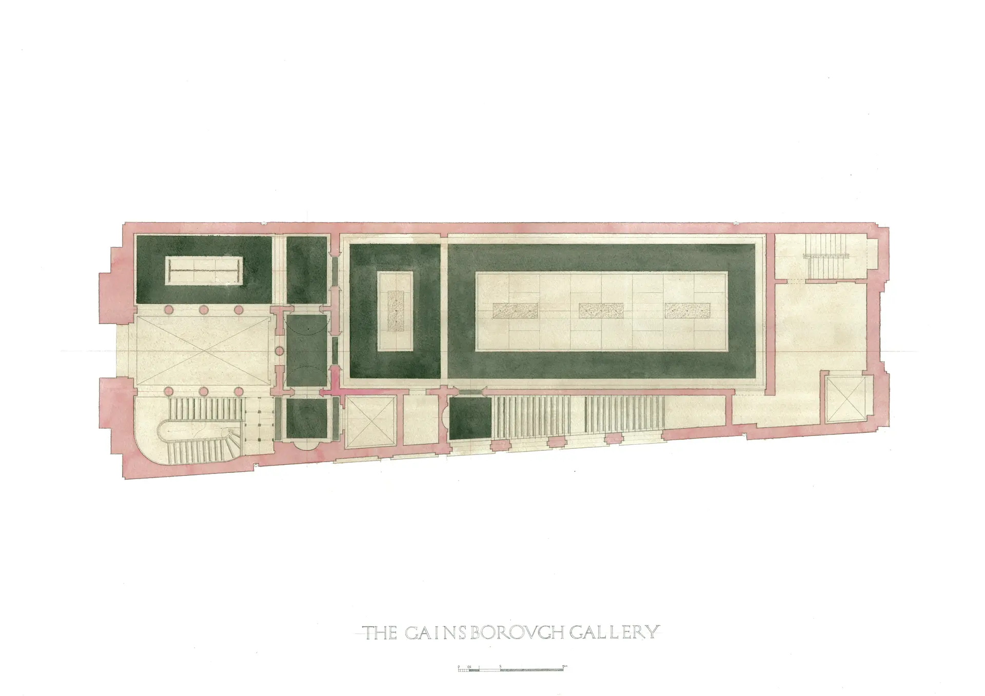 Gainsborough House gallery annexe, ground floor plan, Peter Folland 2016