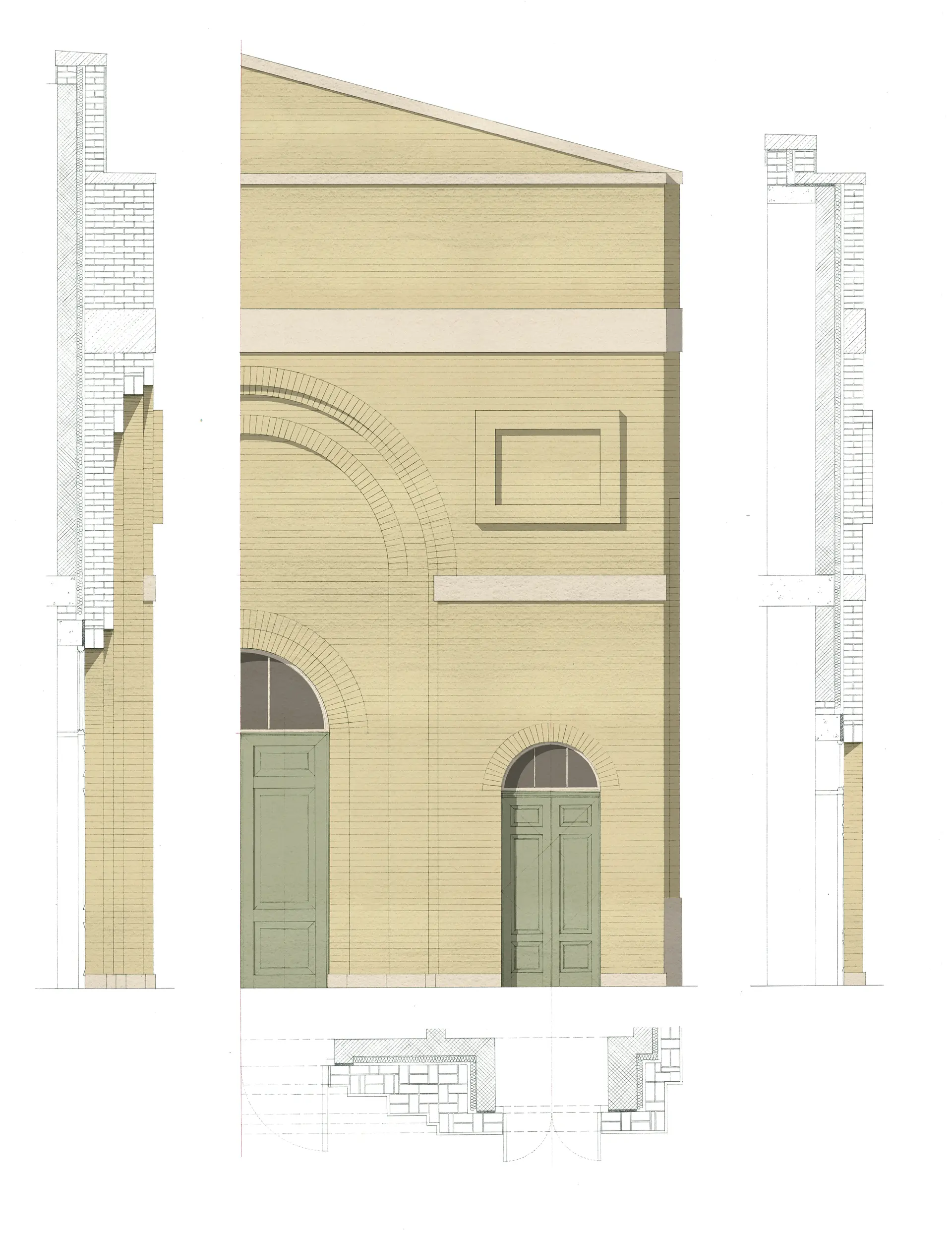 Gainsborough House gallery annexe, wall section, Peter Folland 2016